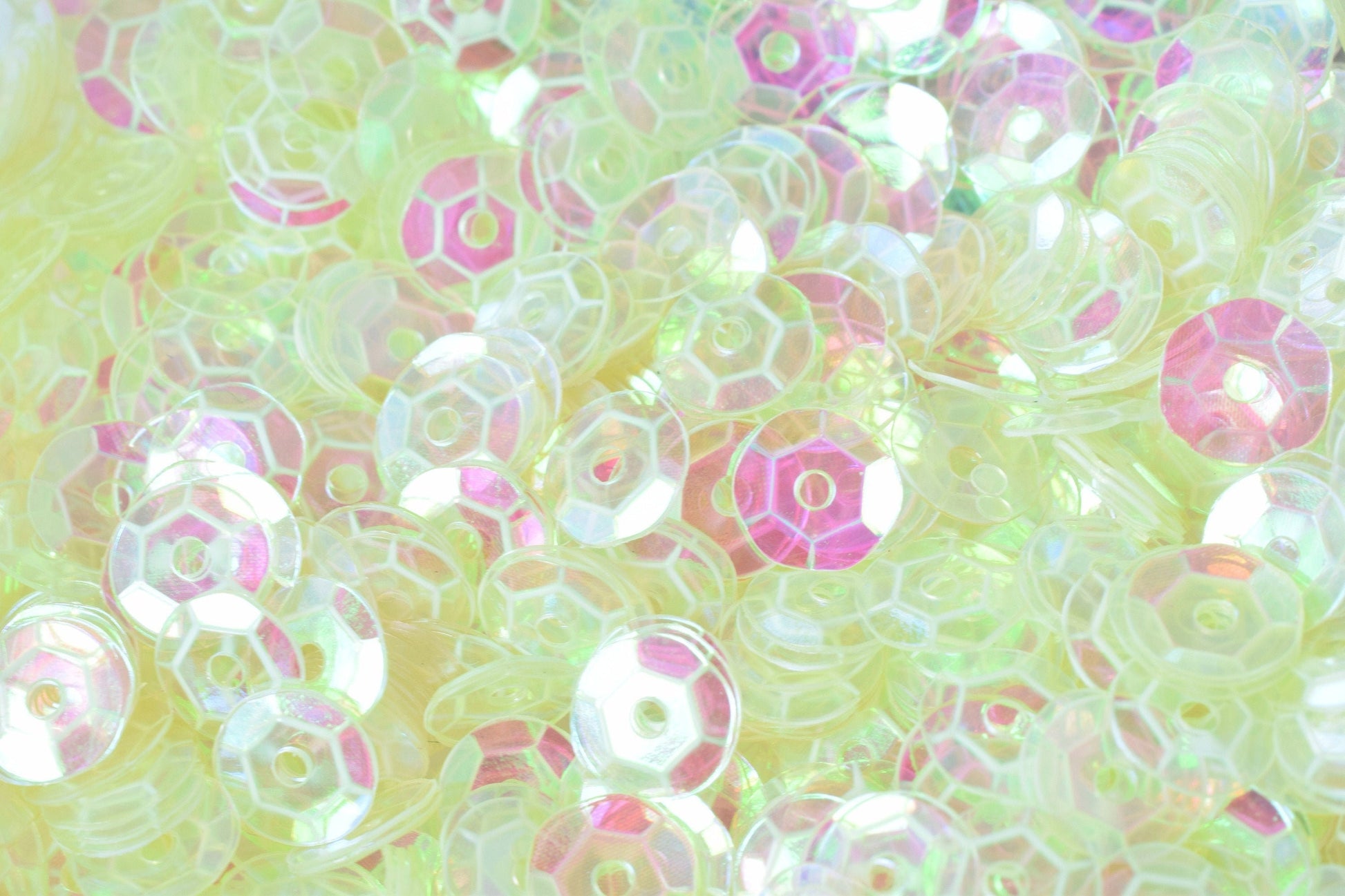 Neon Milky Clear Iridescent Sequins: Sparkling Sheen Round Shapes - Loose, 3/4/6mm Sizes, Lightweight for Fashion & Crafting