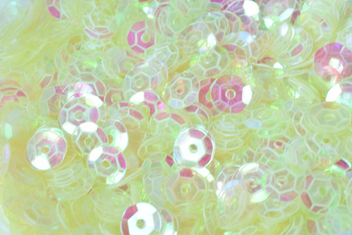 Neon Milky Clear Iridescent Sequins: Sparkling Sheen Round Shapes - Loose, 3/4/6mm Sizes, Lightweight for Fashion & Crafting