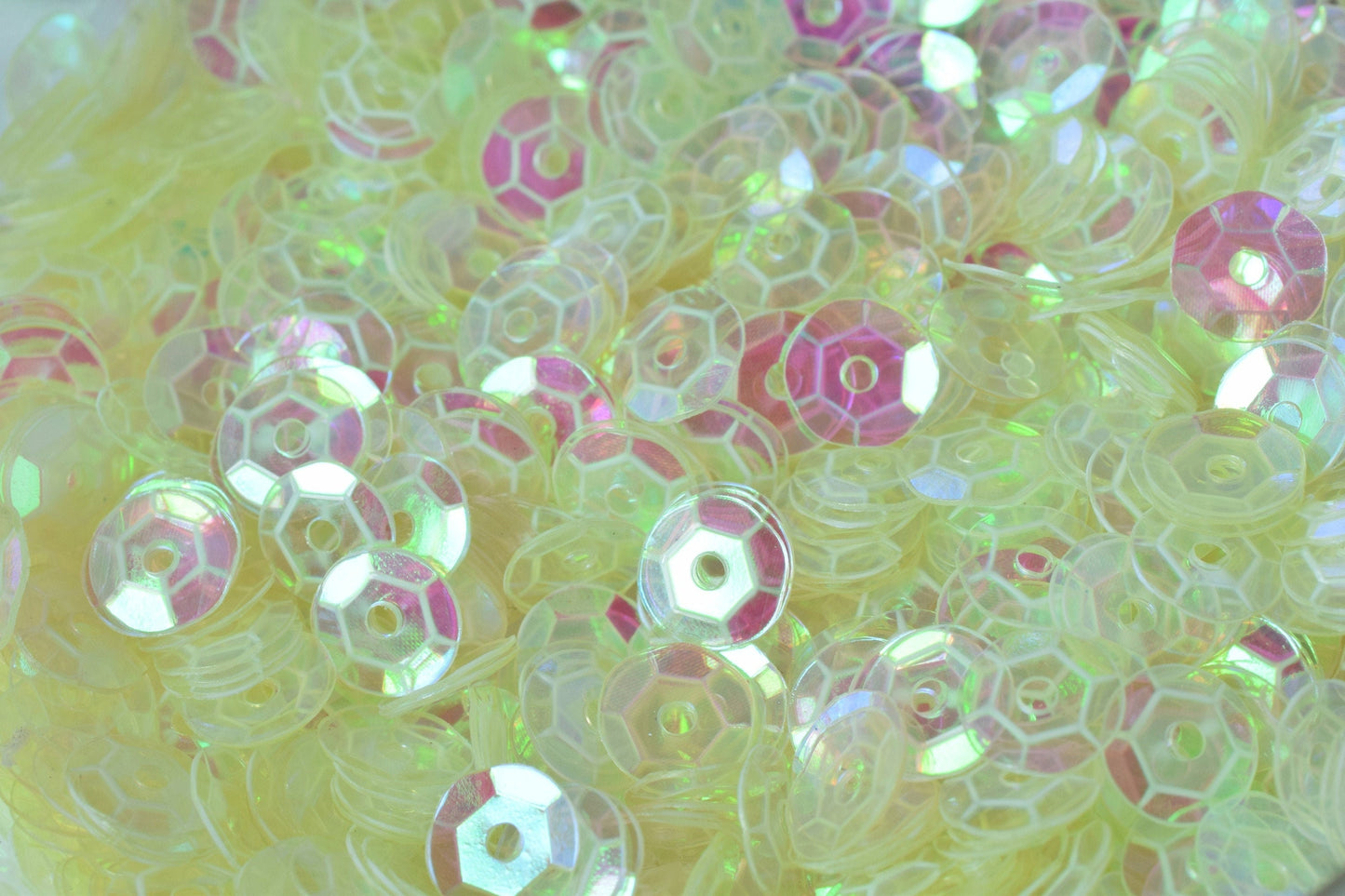 Neon Milky Clear Iridescent Sequins: Sparkling Sheen Round Shapes - Loose, 3/4/6mm Sizes, Lightweight for Fashion & Crafting