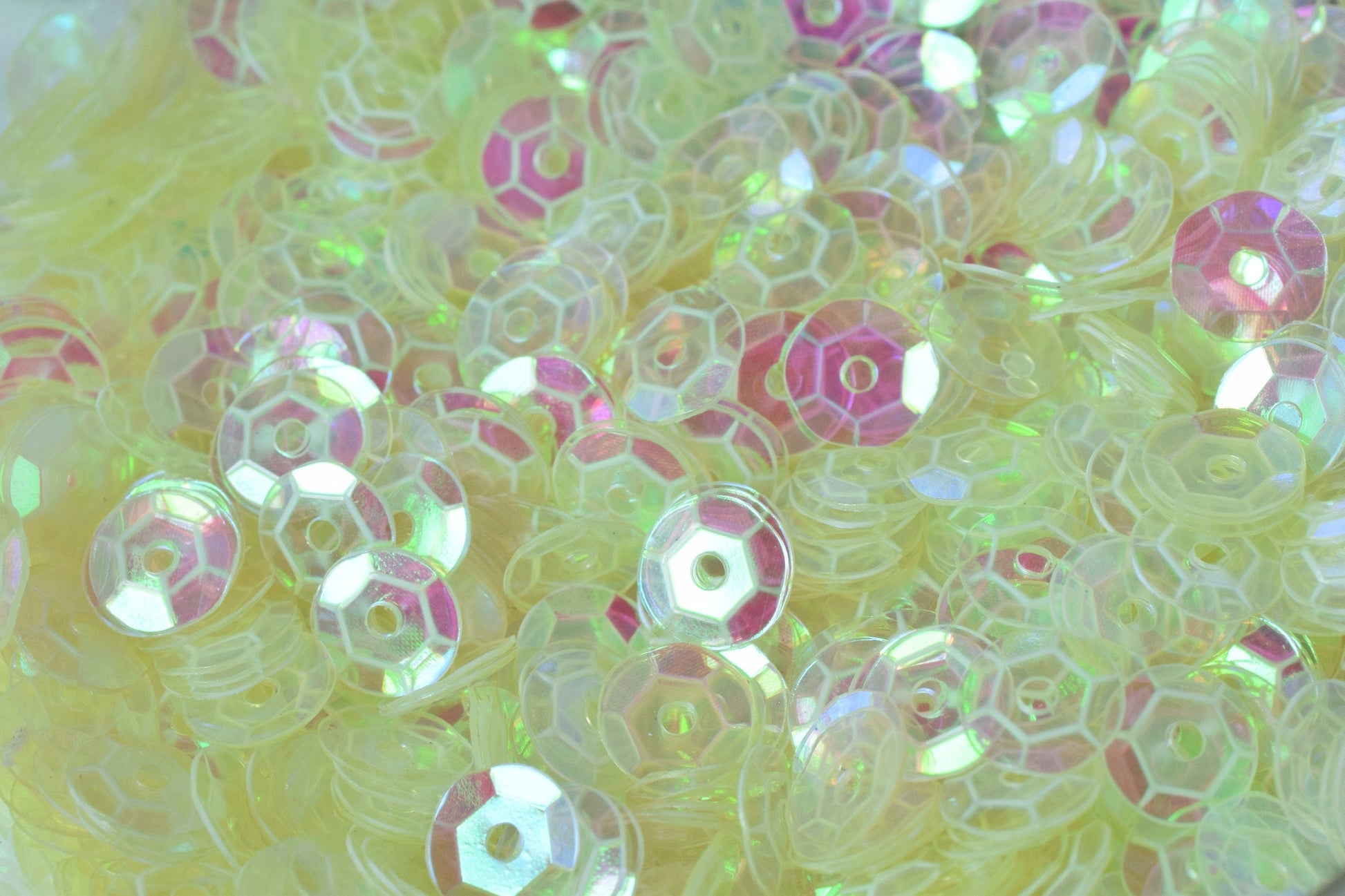 Neon Milky Clear Iridescent Sequins: Sparkling Sheen Round Shapes - Loose, 3/4/6mm Sizes, Lightweight for Fashion & Crafting