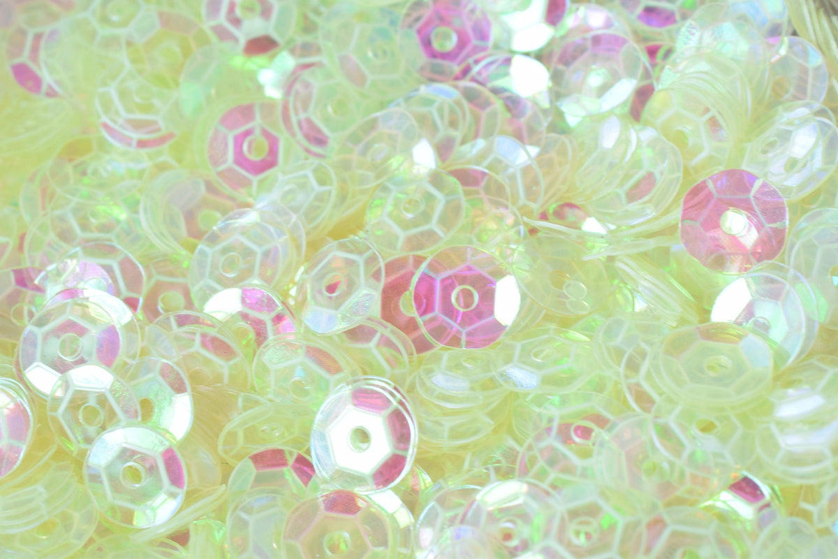 Neon Milky Clear Iridescent Sequins: Sparkling Sheen Round Shapes - Loose, 3/4/6mm Sizes, Lightweight for Fashion & Crafting