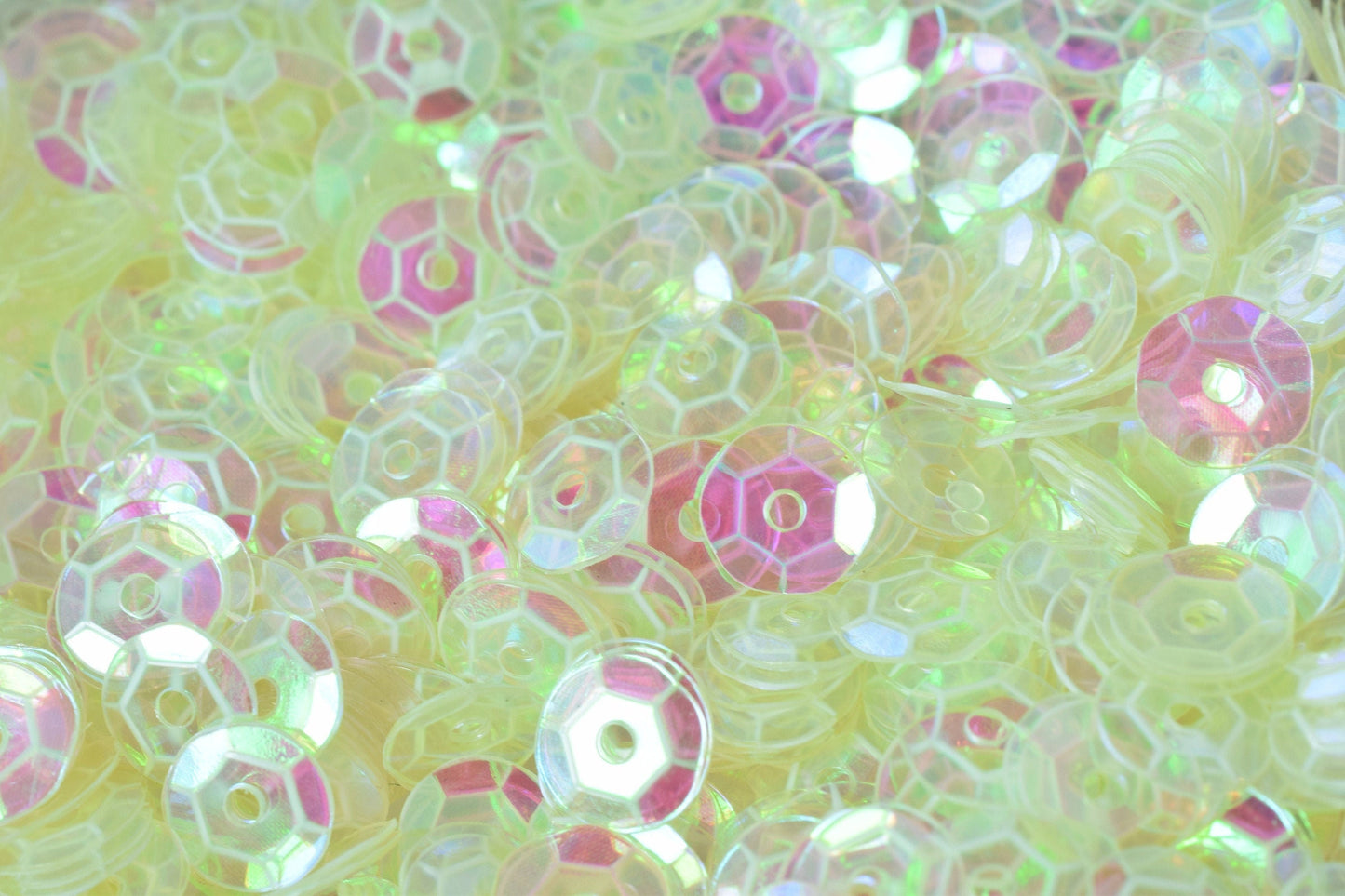 Neon Milky Clear Iridescent Sequins: Sparkling Sheen Round Shapes - Loose, 3/4/6mm Sizes, Lightweight for Fashion & Crafting