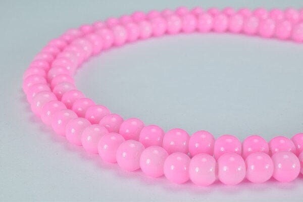 Pink Glass Beads Round 6mm Shine: Bohemian Crystal Pearl, Matte and Crackle Styles - Craft Supplies, Jewelry Components