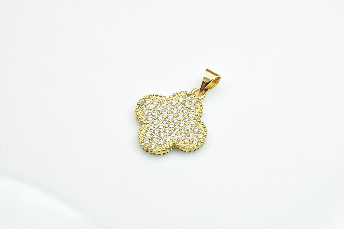 18KGF as as Gold Filled* tarnish resistant Round Rhinestone Pave Pendant Size 20x17.5mm Thickness 2.5mm For Jewelry Making...