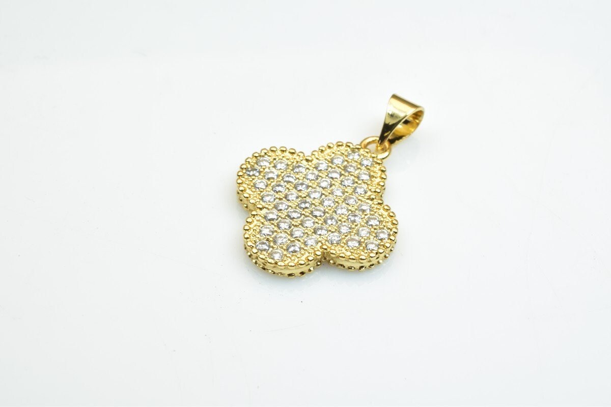 18KGF as as Gold Filled* tarnish resistant Round Rhinestone Pave Pendant Size 20x17.5mm Thickness 2.5mm For Jewelry Making...