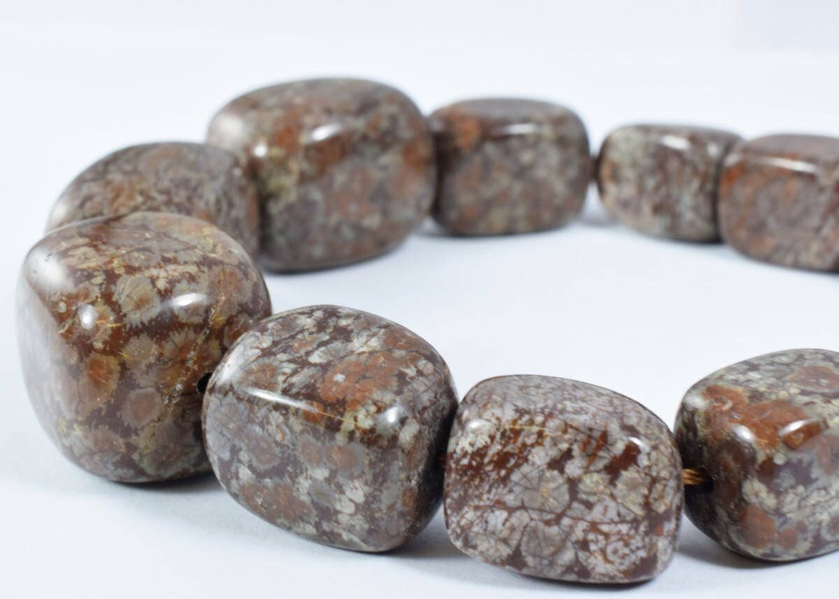 Snowflake Brown Jasper Mixed Sizes Gemstone Beads/Brown Snowflake Jasper/Large Gemstone/Brown Beads, Jasper,Natural Beads...
