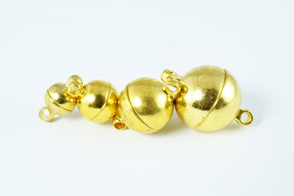 6mm/8mm/10mm/12mm Gold Plated Magnetic Clasps, Magnetic Round Magnetic, Silver Plated Round Magnetic Clasps, Gold Round Ma...