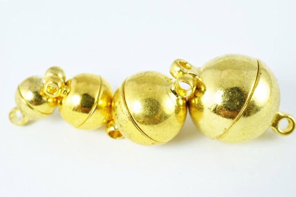 6mm/8mm/10mm/12mm Gold Plated Magnetic Clasps, Magnetic Round Magnetic, Silver Plated Round Magnetic Clasps, Gold Round Ma...