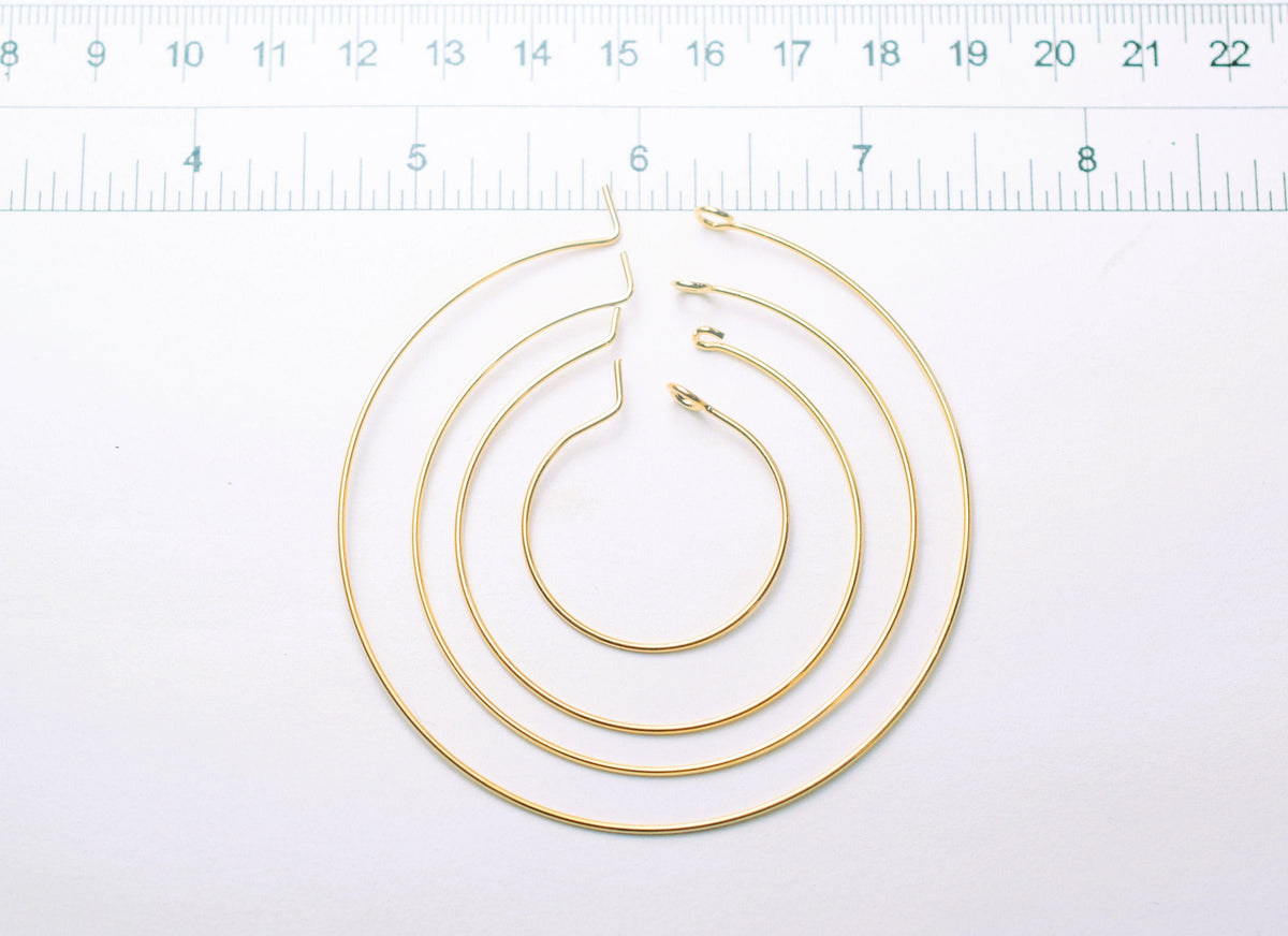 18k Gold Filled Alternative Hoop Earring Bases: Tarnish-Resistant Finish - Lightweight Wire, Four Size Options, Jewelry Making Supplies