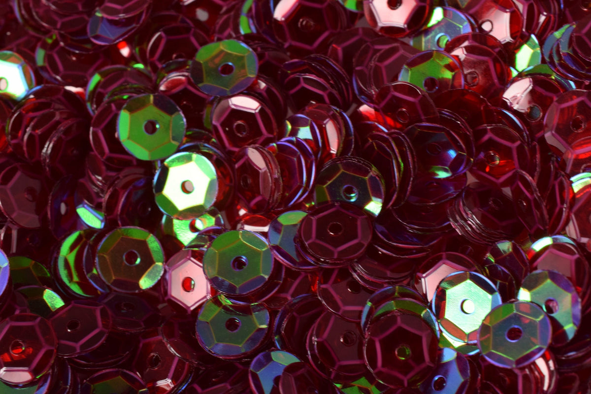 6mm Cranberry Red Cup Sequins: Sparkly Iridescent Sheen for Apparel and Crafts (2000pcs, 1mm Center Hole, Lightweight Bulk)