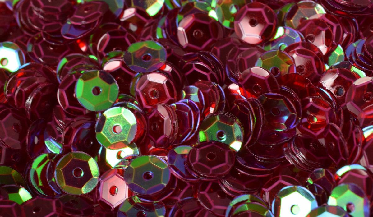 6mm Cranberry Red Cup Sequins: Sparkly Iridescent Sheen for Apparel and Crafts (2000pcs, 1mm Center Hole, Lightweight Bulk)