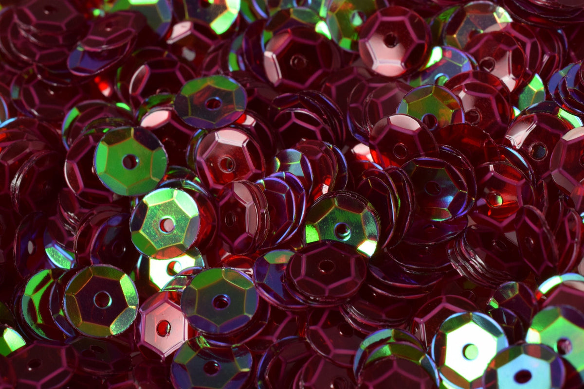 6mm Cranberry Red Cup Sequins: Sparkly Iridescent Sheen for Apparel and Crafts (2000pcs, 1mm Center Hole, Lightweight Bulk)
