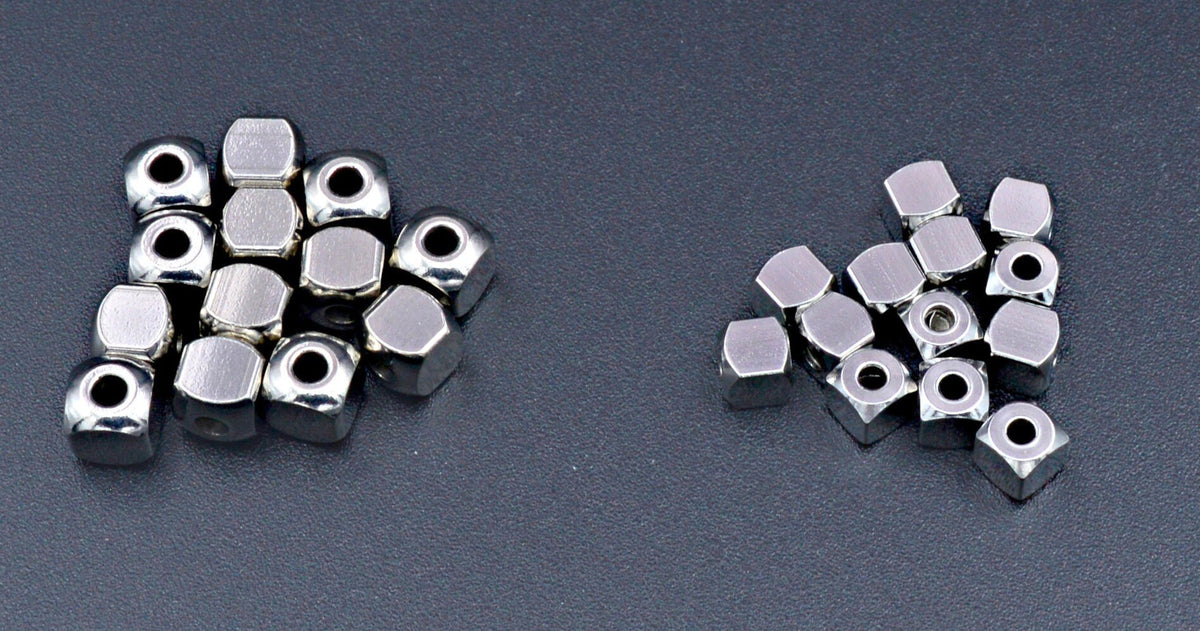 Cube Roundel Plain Spacer Beads - Stainless Steel Metal Beads - Square and Round Shapes, 4mm & 5mm Hole Sizes, Jewelry Crafting