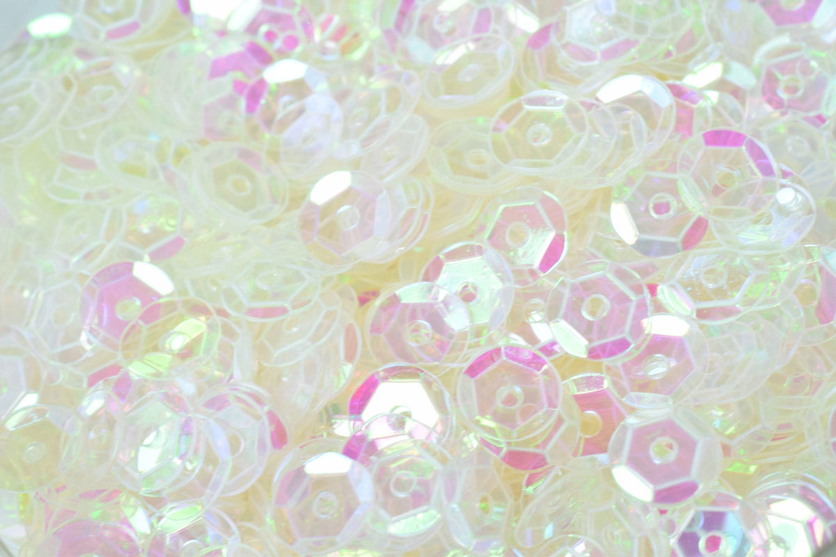 3/4mm Milky Clear Sparkle Cup Glossy Iridescent Sequins Sheen Round Sequins/Loose Paillettes,Wholesale Sequins,Shimmering...