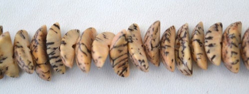14x6mm Spotted Coconut Beads Sold by 1 strand of 90pcs, 1mm hole opening, 23.6grams/pk jewelry making supplies
