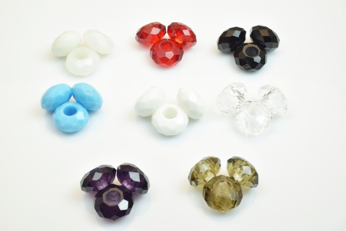 10 PCs European Crystal Beads Rondelle with Big Hole, Size 14x8mm Hole Size 5mm For European Style Bracelet Or Necklace Fo...