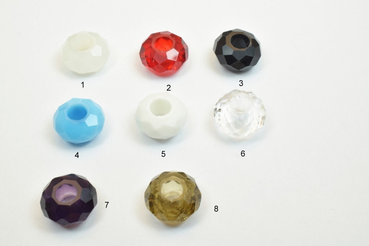 10 PCs European Crystal Beads Rondelle with Big Hole, Size 14x8mm Hole Size 5mm For European Style Bracelet Or Necklace Fo...