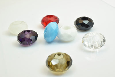 10 PCs European Crystal Beads Rondelle with Big Hole, Size 14x8mm Hole Size 5mm For European Style Bracelet Or Necklace Fo...