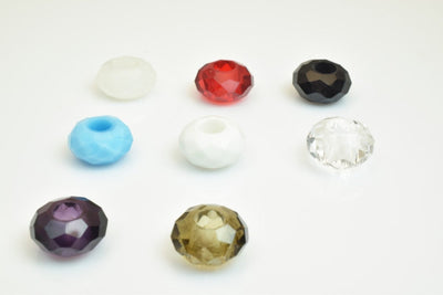10 PCs European Crystal Beads Rondelle with Big Hole, Size 14x8mm Hole Size 5mm For European Style Bracelet Or Necklace Fo...