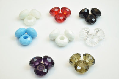 10 PCs European Crystal Beads Rondelle with Big Hole, Size 14x8mm Hole Size 5mm For European Style Bracelet Or Necklace Fo...