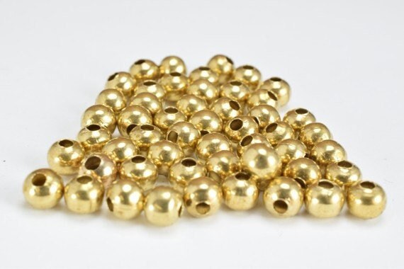 5mm Brass Round Beads, 80 PCs, Smooth Seamless Spacer Beads for Jewelry Making jewelry making supplies - detail image 2