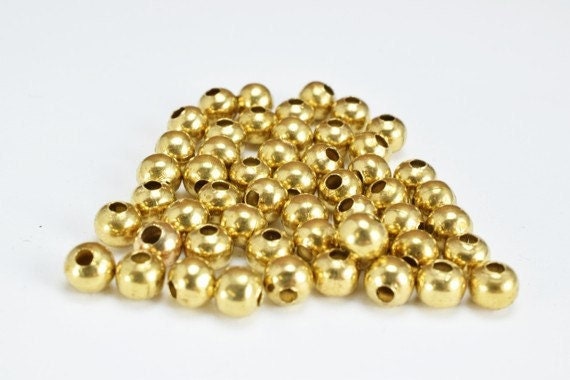 5mm Brass Round Beads, 80 PCs, Smooth Seamless Spacer Beads for Jewelry Making jewelry making supplies - detail image 3