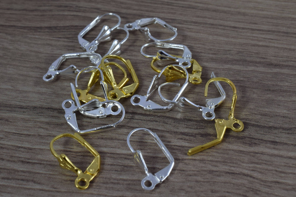 17x10mm Flower Leverback Earring Findings, Silver Plated Leverback /Jewelry Making/Jewelry Earrings Findings, Silver lever...