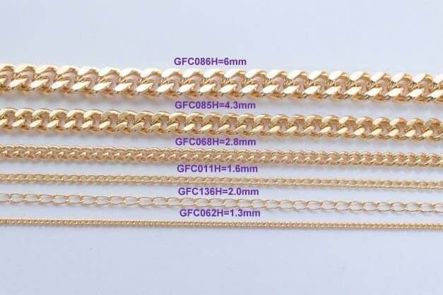 Gold Filled Cuban Chain - Flat Extension Necklace - Tarnish Resistant Finish, Metal, 18K and 14K Gold Filled Styles