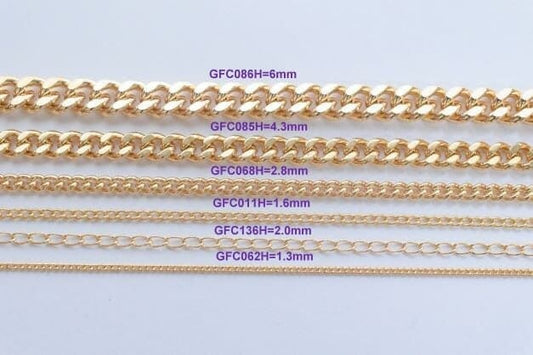 Gold Filled Cuban Chain - Flat Extension Necklace - Tarnish Resistant Finish, Metal, 18K and 14K Gold Filled Styles