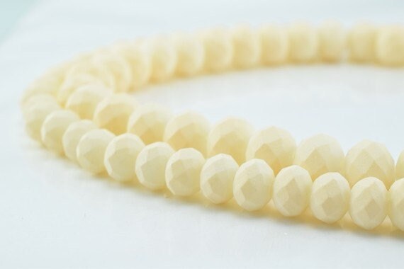 2 Strands Matte Glass Beads Donut Rondelle Faceted for Jewelry Decoration Chandelier 4x6mm, 6x8mm. 2 Sizes Group 60 PCs ea...