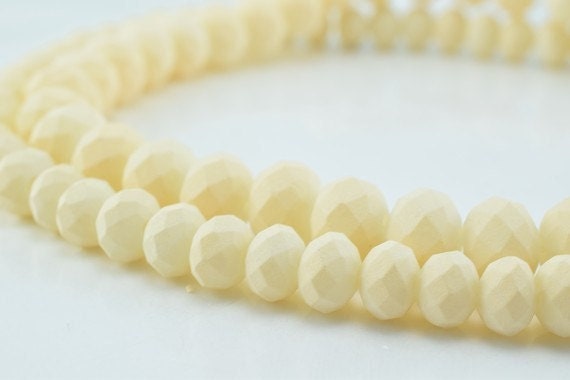 2 Strands Matte Glass Beads Donut Rondelle Faceted for Jewelry Decoration Chandelier 4x6mm, 6x8mm. 2 Sizes Group 60 PCs ea...