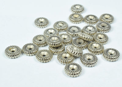 10mm Ribbed Antique Silver Plastic Round  Beads, Plastic Beading Tools, Resin Antique Silver Plastic Beads, Macrame Beads,...