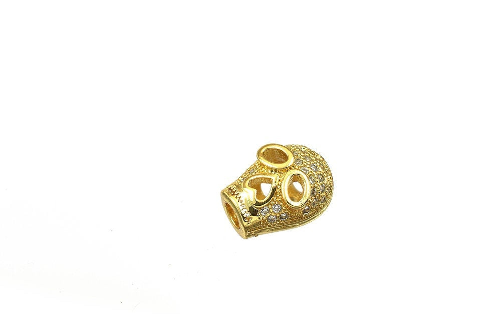 Ghost Face Micro Pave 18K Gold Filled Look, EP CZ Cubic Zirconia Rhinestone Spacer Beads Jewelry Making jewelry making sup...