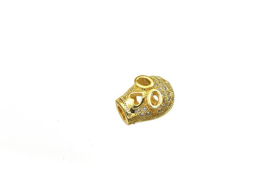 Ghost Face Micro Pave 18K Gold Filled Look, EP CZ Cubic Zirconia Rhinestone Spacer Beads Jewelry Making jewelry making sup...