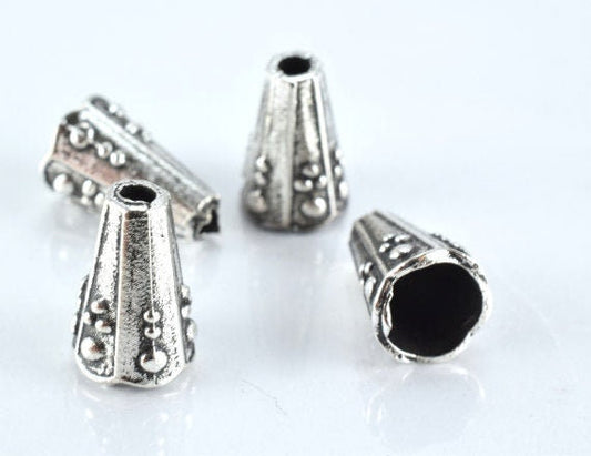 13x9mm Embossed Cone Antique Silver Charm Pendant Decorative  Alloy Beads 18pcs/Pk 2mm hole opening, 2mm thickness jewelry...
