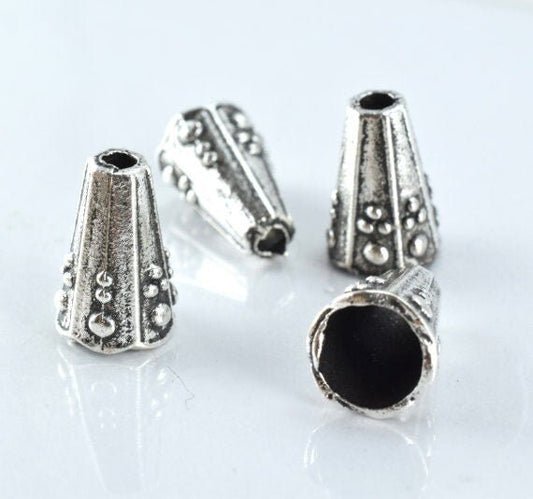 13x9mm Embossed Cone Antique Silver Charm Pendant Decorative  Alloy Beads 18pcs/Pk 2mm hole opening, 2mm thickness jewelry...