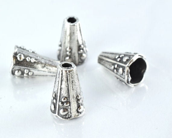 13x9mm Embossed Cone Antique Silver Charm Pendant Decorative  Alloy Beads 18pcs/Pk 2mm hole opening, 2mm thickness jewelry...