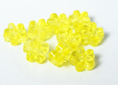 10mm Plastic Floral Pony Clear Yellow Beads,Lampwork Beads,Pony Beads,Flower Shaped,Plastic,Acrylic, Bright, Pony  hair, F...