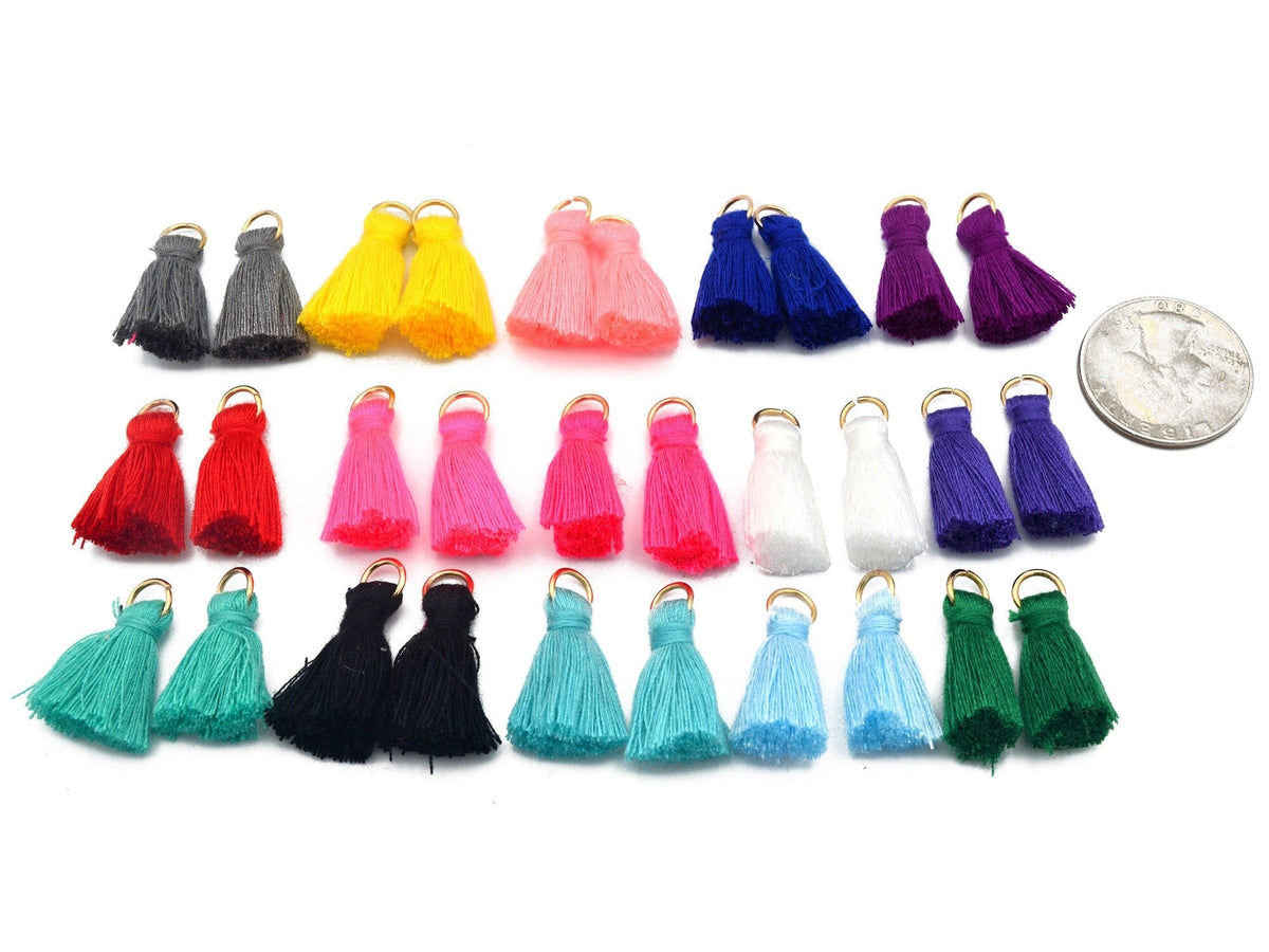 12 PCs Tassel 23mm DIY Projects jewelry, Handmade NylonThread /Craft /Tassel Pendant Gold Jump ring For Jewelry Making and...