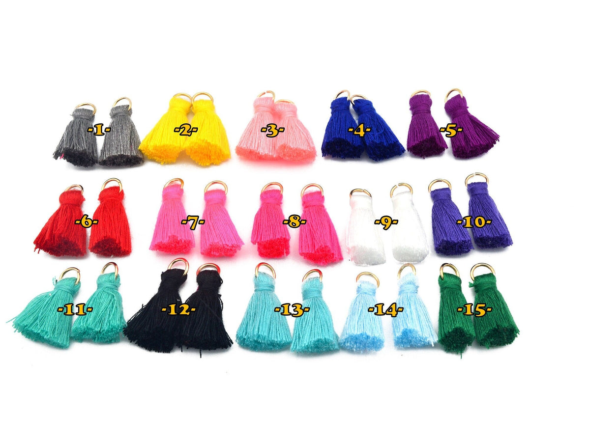 12 PCs Tassel 23mm DIY Projects jewelry, Handmade NylonThread /Craft /Tassel Pendant Gold Jump ring For Jewelry Making and...