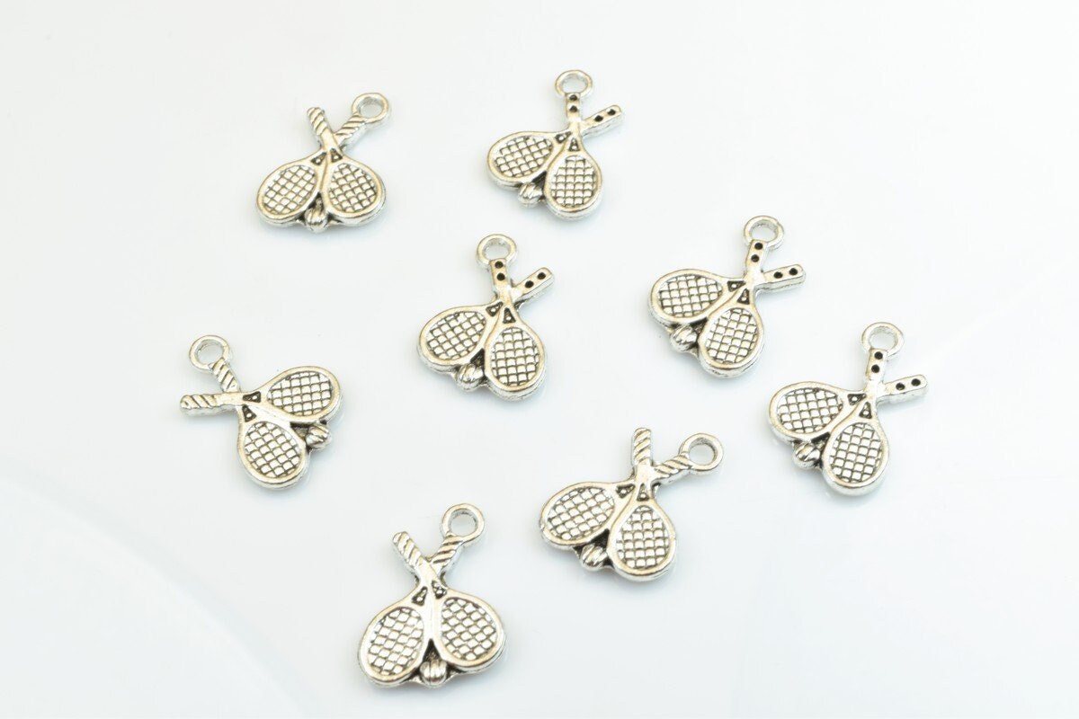 15 PCs Tennis Racket Charms Alloy Antique Silver Size 19x14mm Jump Ring Size 2mm For Jewelry Making jewelry making supplie...
