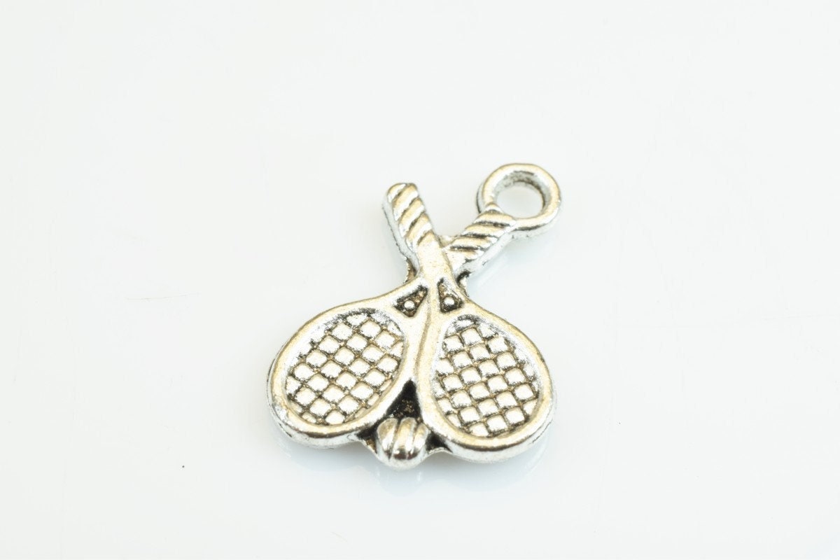 15 PCs Tennis Racket Charms Alloy Antique Silver Size 19x14mm Jump Ring Size 2mm For Jewelry Making jewelry making supplie...