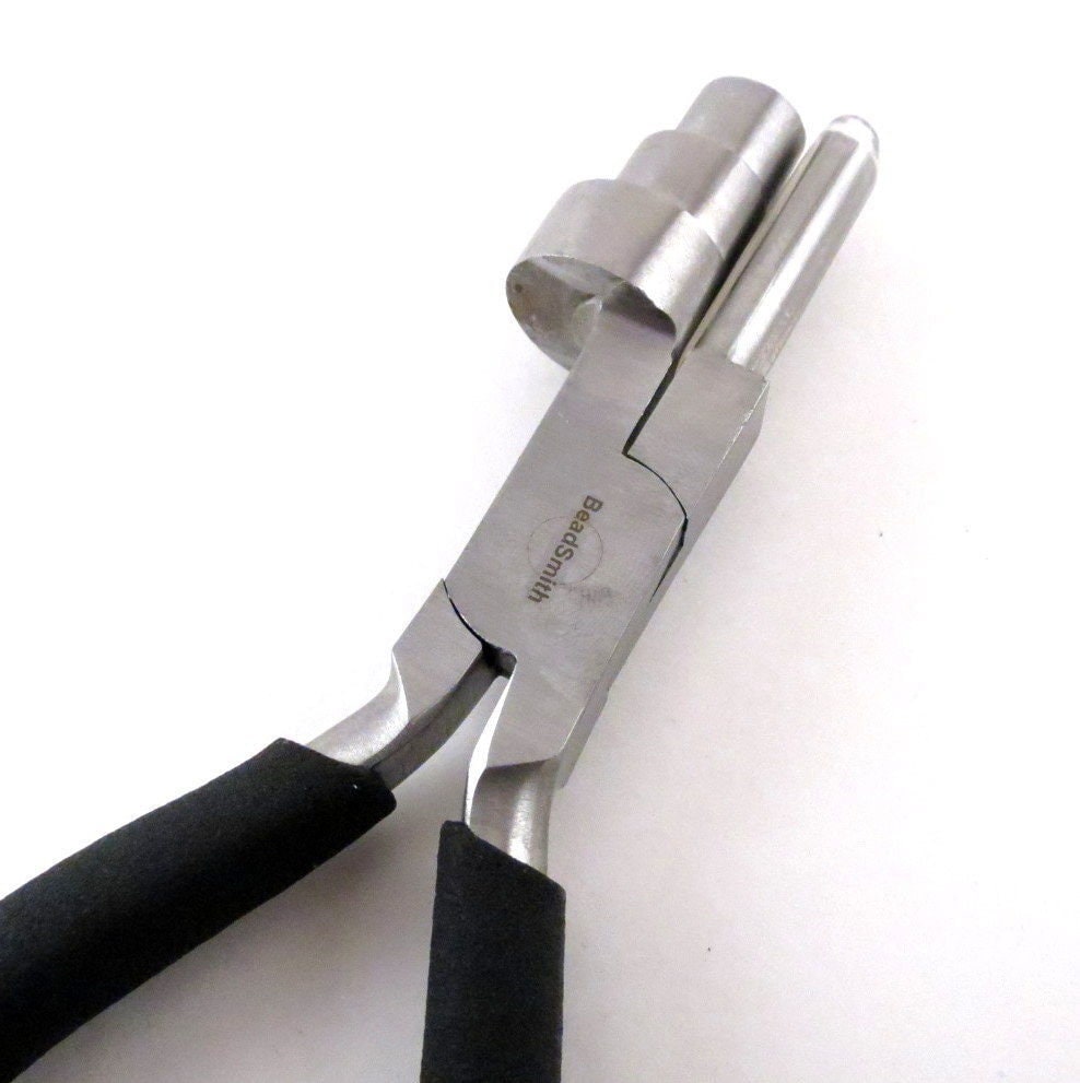 Wire Wrapper Looping Plier Set: Three Barrel Sizes, Stainless Steel, PVC Jaw | Jewelry Making Tool, Cushion Grip Handles, Nylon Hammer
