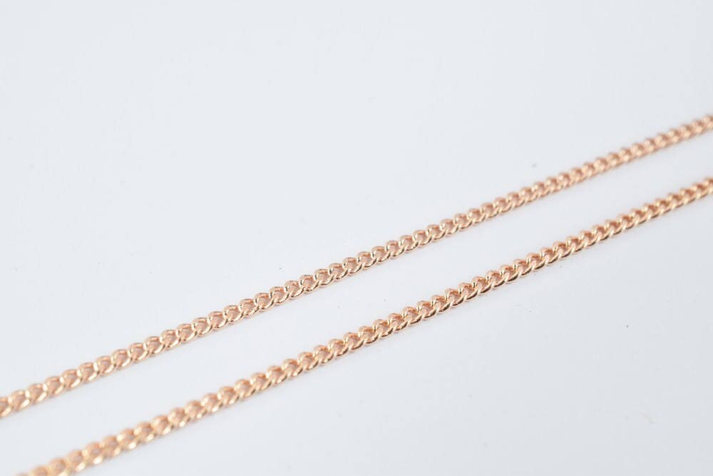 17 1/4" Inches Rose Gold Filled EP Cuban Link Chain, Cable Chain, Rose Gold Filled Chain Findings For Jewelry Making  CG18...