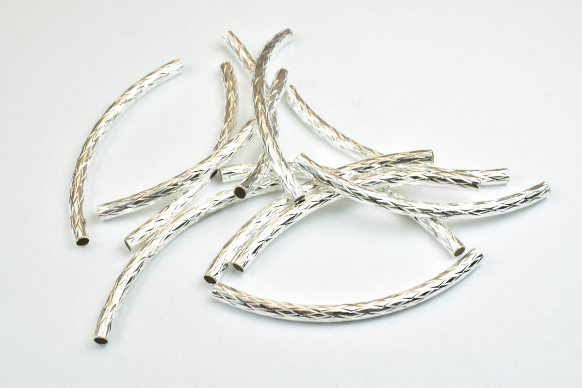 12 PCs Curve Tube Jewelry Finding Beads Size 3x50mm Diamond Cut Gold/Silver For Jewelry Making jewelry making supplies - d...
