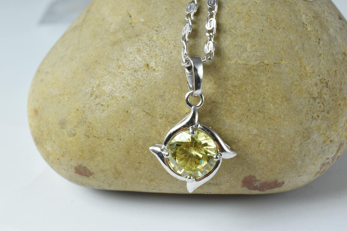 Spiral Swirl Pendant Cubic Zirconia: White Gold Rhodium Plated, Pink Lime Icy Tones | Gold Filled Look, 15x18mm Bail