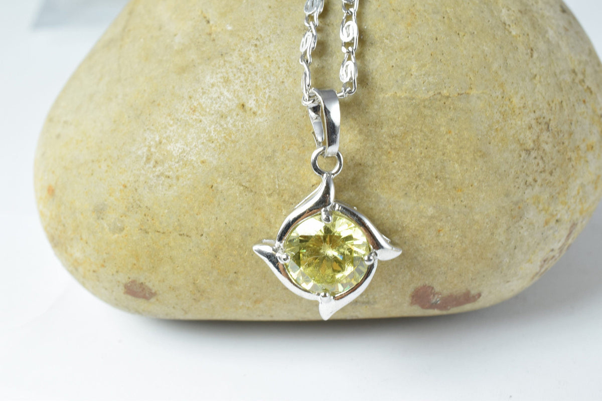 Spiral Swirl Pendant Cubic Zirconia: White Gold Rhodium Plated, Pink Lime Icy Tones | Gold Filled Look, 15x18mm Bail