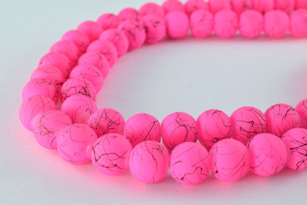 Glass Beads Matte Two Tone Pink and Black Rubber Over Glass Size 10mm Round For Jewelry Making Item#789222045883 jewelry m...