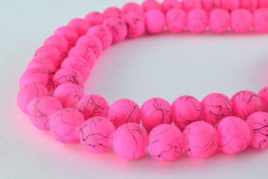 Glass Beads Matte Two Tone Pink and Black Rubber Over Glass Size 10mm Round For Jewelry Making Item#789222045883 jewelry m...