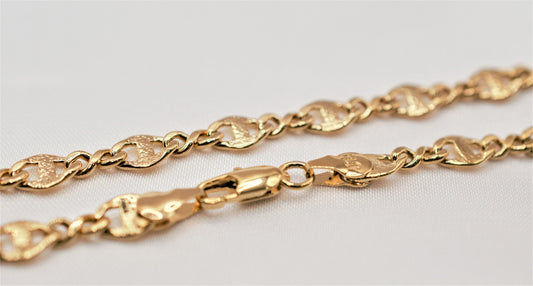 18" inches 18k gold filled EP figaro chain, channel link similar design chain, 6mm width 1mm thickness, findings for jewel...